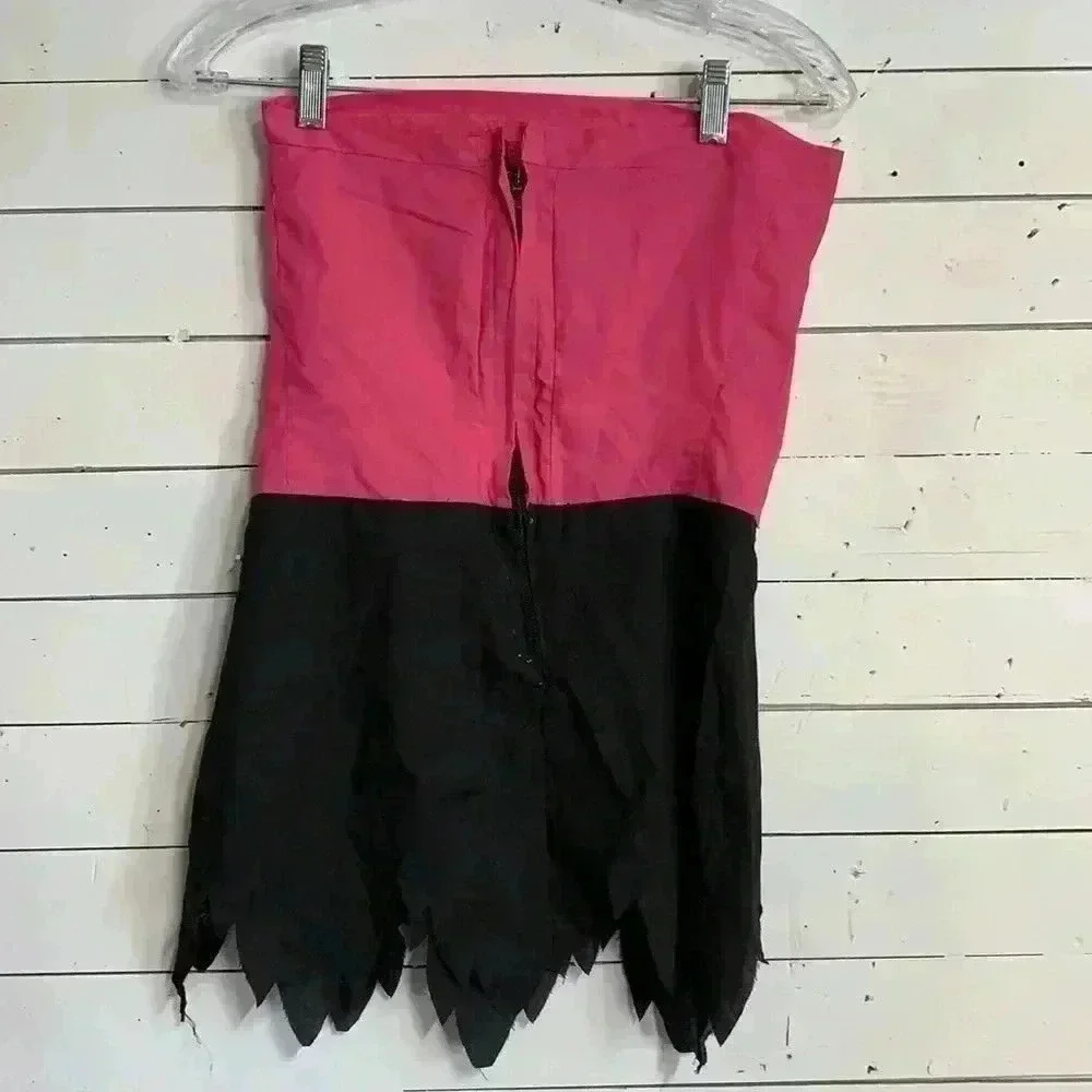 Vintage Cave Woman Costume Dress Flintstones Halloween Strapless Jagged Hem 80s - Picture 5 of 7
